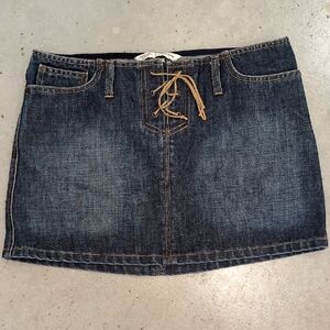 Y2K Vintage Denim Lace-Up Skirt